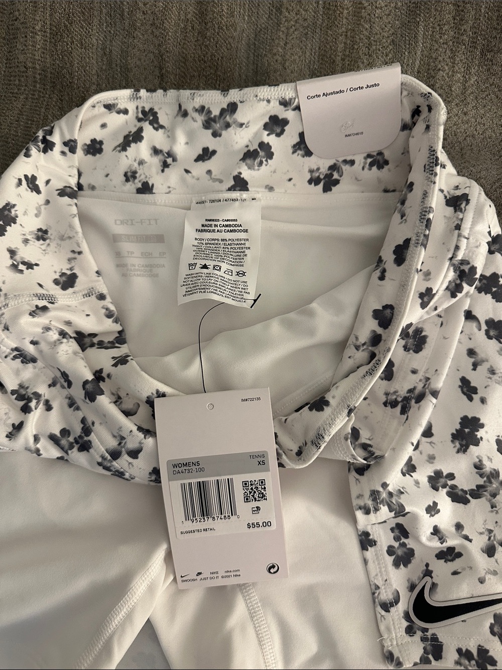 Nike Floral Tennis Set — White with Black Flower Print - Picture 8 of 8